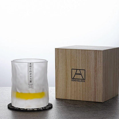 Whiskey Glass Edo Kiriko Glacier Frost Japanese Hand-Cut with Wooden Box