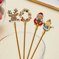 Coffee Stirrer Set Gold Stainless Steel Themed Holiday Barware