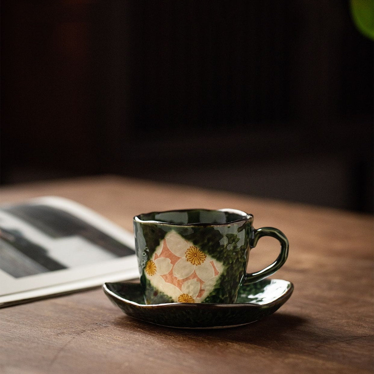 Ceramic Coffee Cup Set – Mino Ware Oribe Sakura Hand-Painted