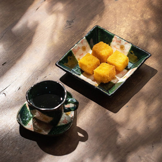 Ceramic Coffee Cup Set – Mino Ware Oribe Sakura Hand-Painted