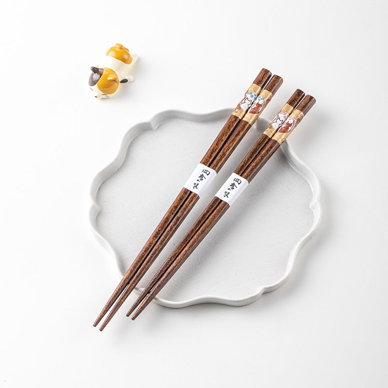 Wooden Chopsticks Sakura Cat Couple | Cherry Blossom Gift Set