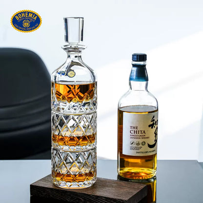 Whisky Decanter Set Bohemia Crystal Stackable Cut Crystal Whisky Decanter Glasses Czech Crystal Bar Gift Set