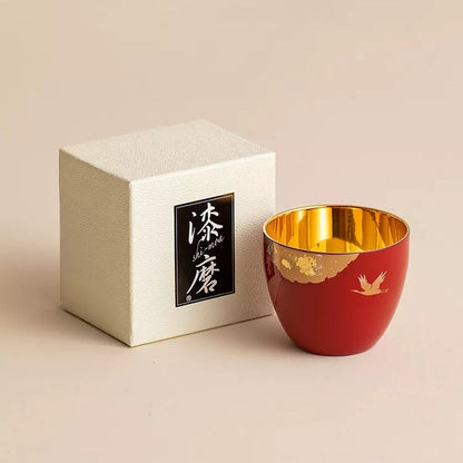Japanese Lacquer Goblet Golden Crane | Yamanaka Shikki