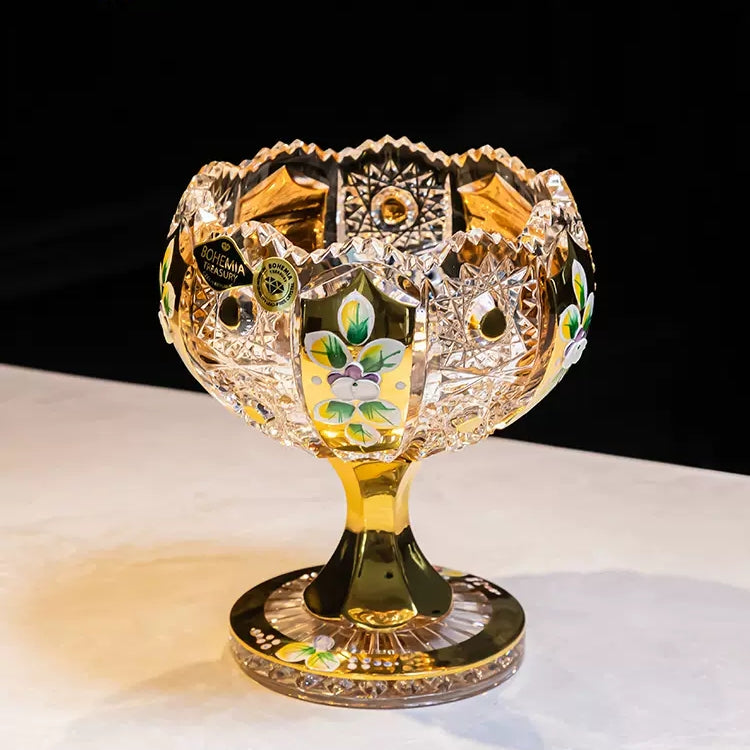 Crystal Candy Bowl | Bohemian Enamel & Gold Handcrafted Czech Glass