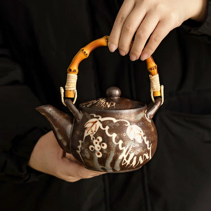 Japanese Tea Set Shino Ware | Teapot & 5 Teacups Haruaki