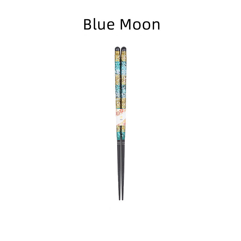 Chopsticks | Starry Night Handcrafted Japanese Solid Wood Silver Blossom Design