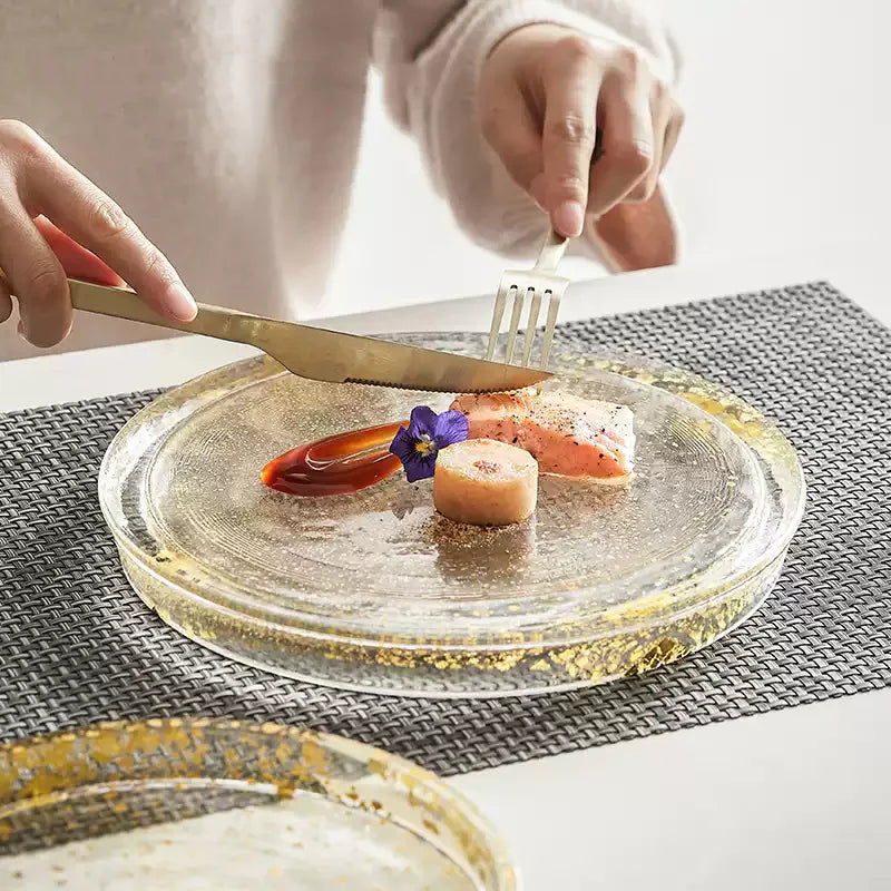 Gold Leaf Glass Plate – Handblown Shirokin & Akakin Dining Plate