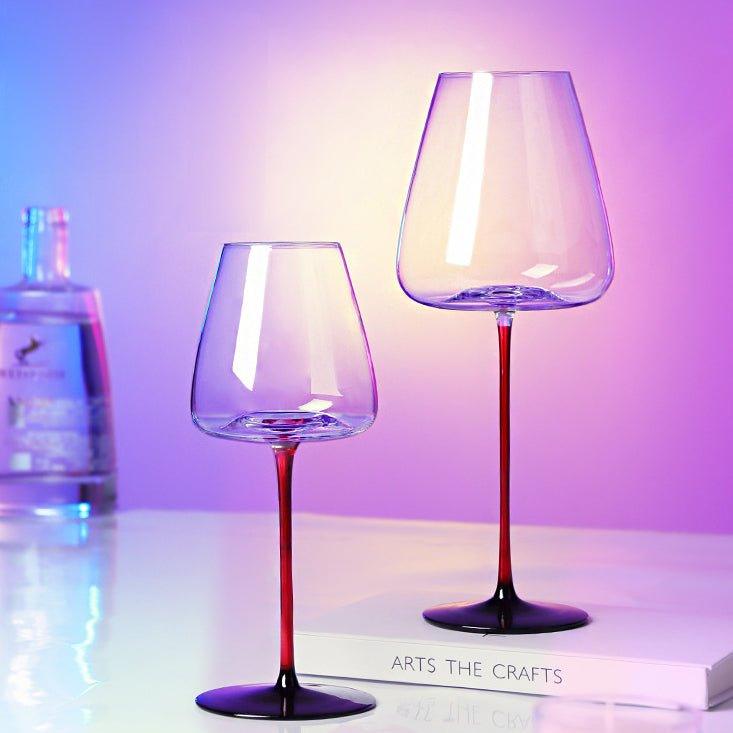 Burgundy Wine Glasses Crystal Red Stem – Wide Bowl Pinot Noir Glass Set | Regular & Red Stem Styles