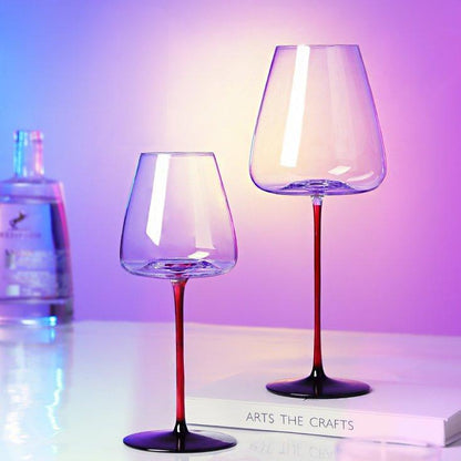 Burgundy Wine Glasses Crystal Red Stem – Wide Bowl Pinot Noir Glass Set | Regular & Red Stem Styles