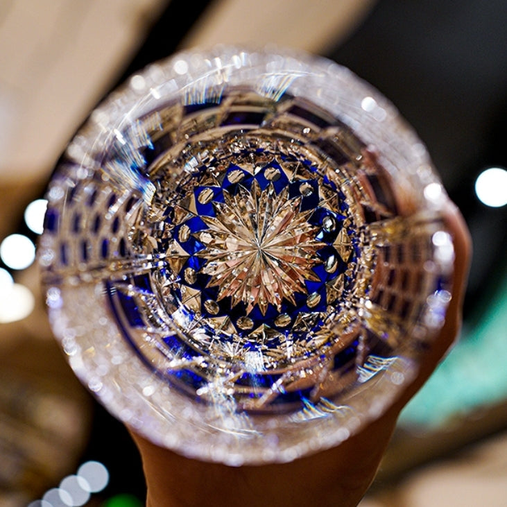 Crystal Whiskey Glass Kiriko Sapphire Motif Hand-Cut Japanese Tumbler