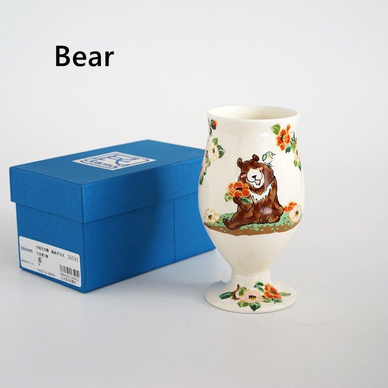 Japanese Ceramic Tall Cup – Hand-Painted Animal Artist Signed