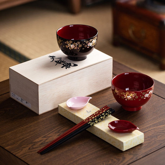 Japanese Lacquer Bowl Set Sakura | Yamanaka Shikki