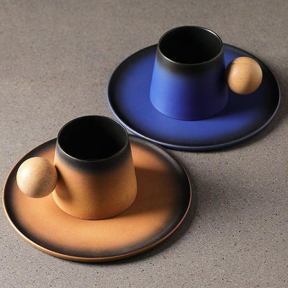 Ceramic Coffee Cup Set Thai Style | Cup Saucer & Teaspoon