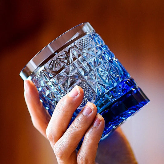 Whiskey Glass Octagonal Chrysanthemum | Edo Kiriko Cut Crystal Barware