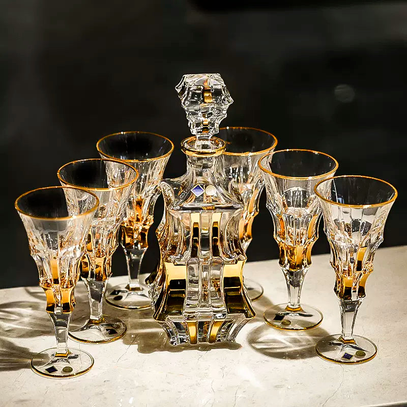 Crystal Wine Decanter Set – Bohemia Royal Gold Bohemian Glass