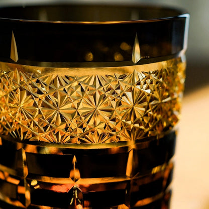 Whiskey Glass Edo Kiriko Handcrafted Diamond Pattern with Wooden Gift Box