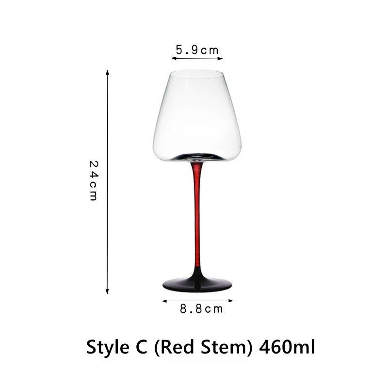 Burgundy Wine Glasses Crystal Red Stem – Wide Bowl Pinot Noir Glass Set | Regular & Red Stem Styles