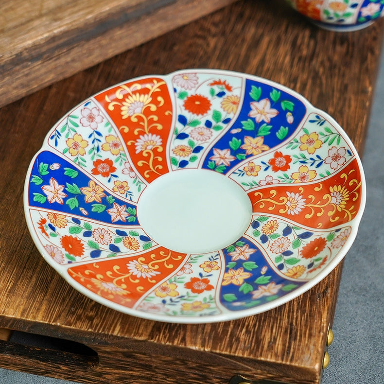 Japanese Tea Cup & Saucer Set – Mino Ware Kachofugetsu