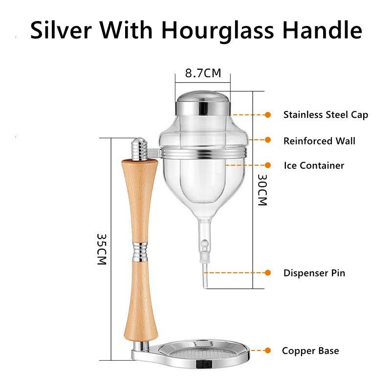 Glass Wine Dispenser Stand Gift Set Silver Gold Rose Straight Hourglass