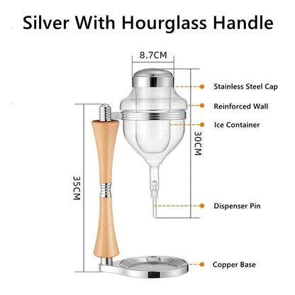 Glass Wine Dispenser Stand Gift Set Silver Gold Rose Straight Hourglass