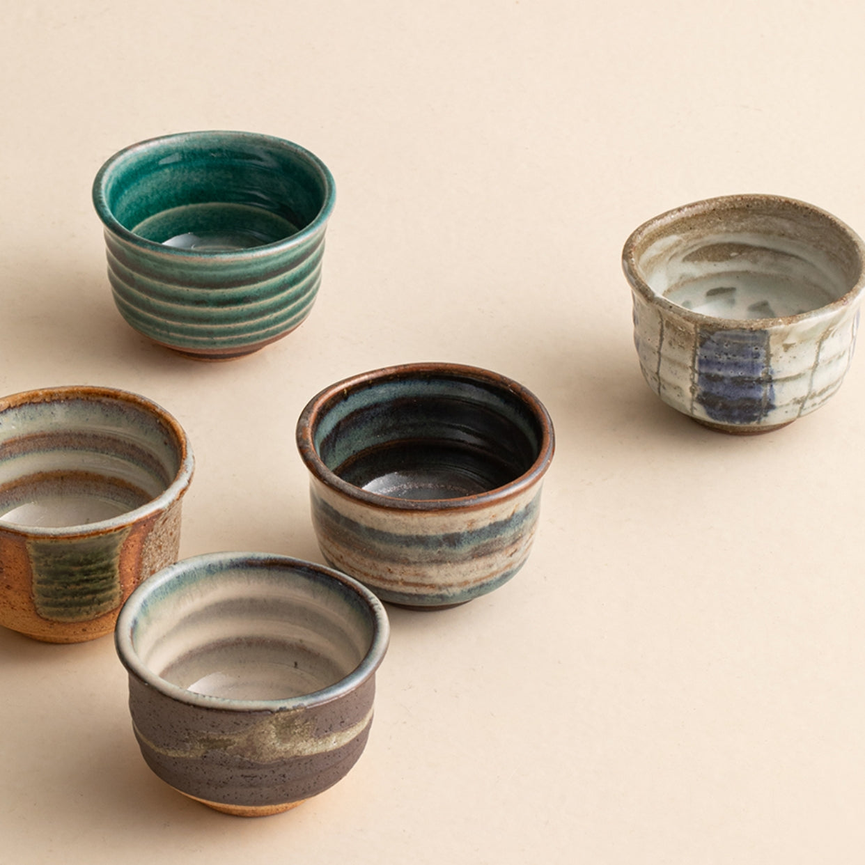 Japanese Tea Cup Set of 5 – Mino Ware Shunji Ceramic Hand-Painted