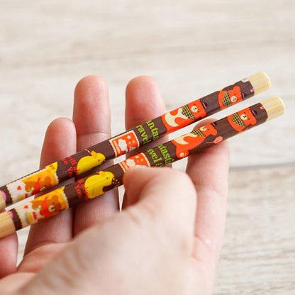 Bamboo Cooking Chopsticks Extended Bear Cartoon Anti-Slip Dual Set