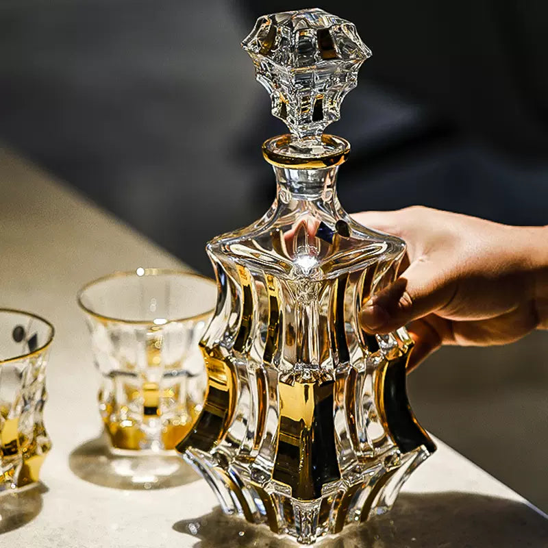 Crystal Wine Decanter Set – Bohemia Royal Gold Bohemian Glass