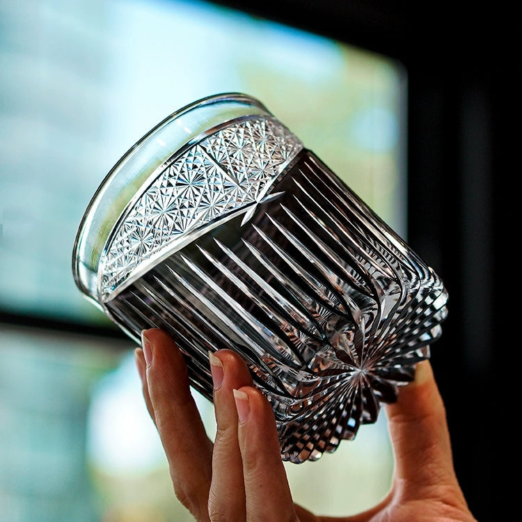 Japanese Cut Glass Edo Kiriko Karmic Whisky Hand-Cut Crystal | Black Turquoise Aqua Glassware