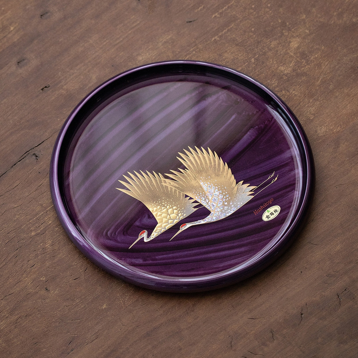 Gold Foil Lacquer Tray – Yamanaka Shikki Shiun Crane Tray