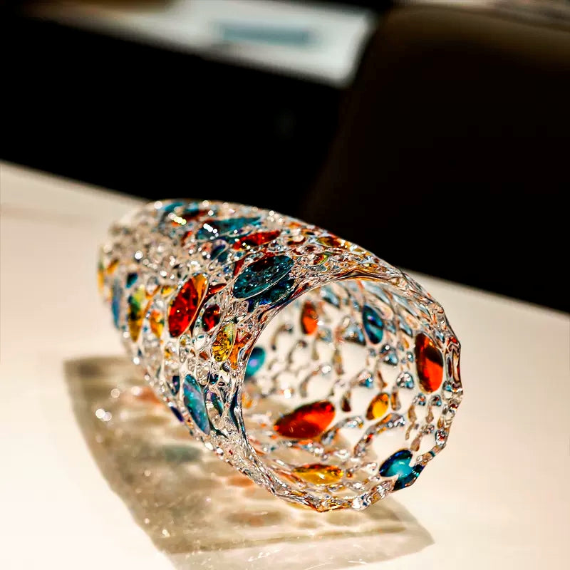 Bohemia Crystal Vase | Hand-Painted Gold Enamel Decorative Glass Vase