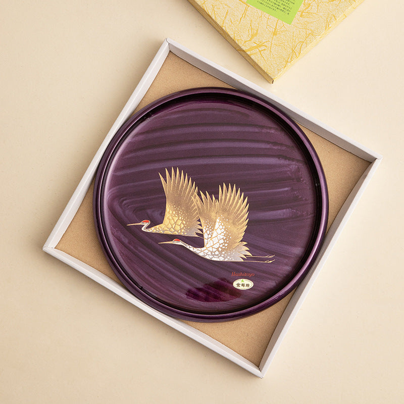 Gold Foil Lacquer Tray – Yamanaka Shikki Shiun Crane Tray