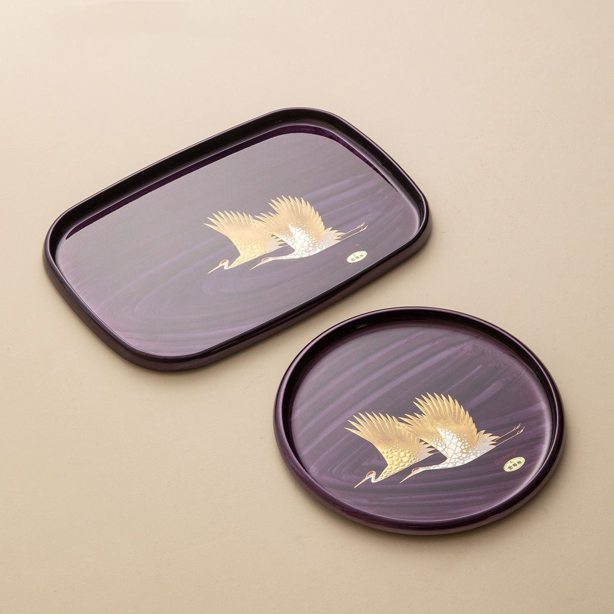 Gold Foil Lacquer Tray – Yamanaka Shikki Shiun Crane Tray