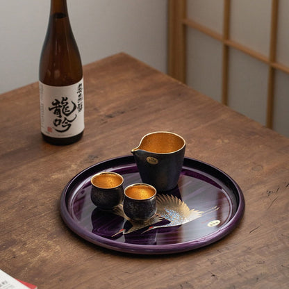Gold Foil Lacquer Tray – Yamanaka Shikki Shiun Crane Tray