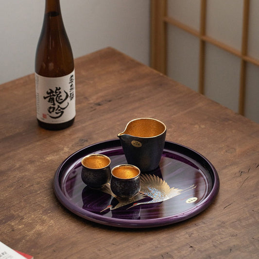 Gold Foil Lacquer Tray – Yamanaka Shikki Shiun Crane Tray