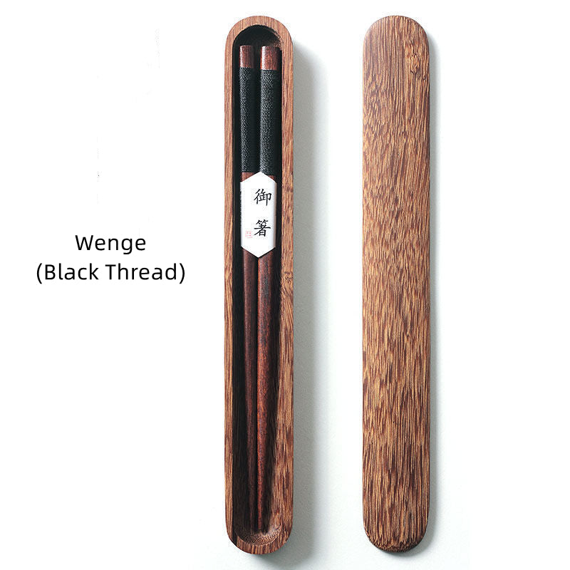 Japanese Chopsticks – Wood with Decorative Thread & Wooden Box