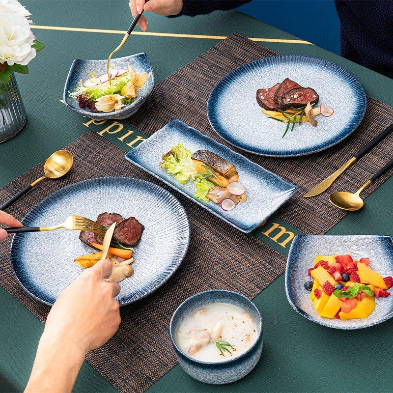 Ceramic Dinner Set | Scenic Nature Plates Bowls & Flatware
