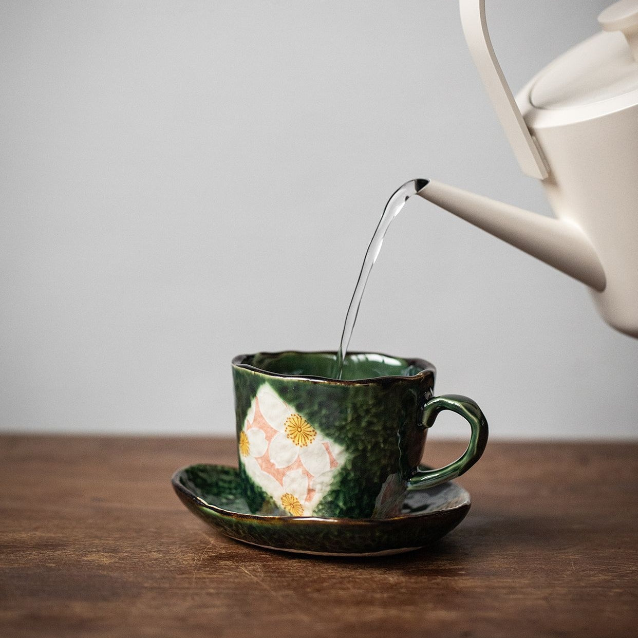 Ceramic Coffee Cup Set – Mino Ware Oribe Sakura Hand-Painted