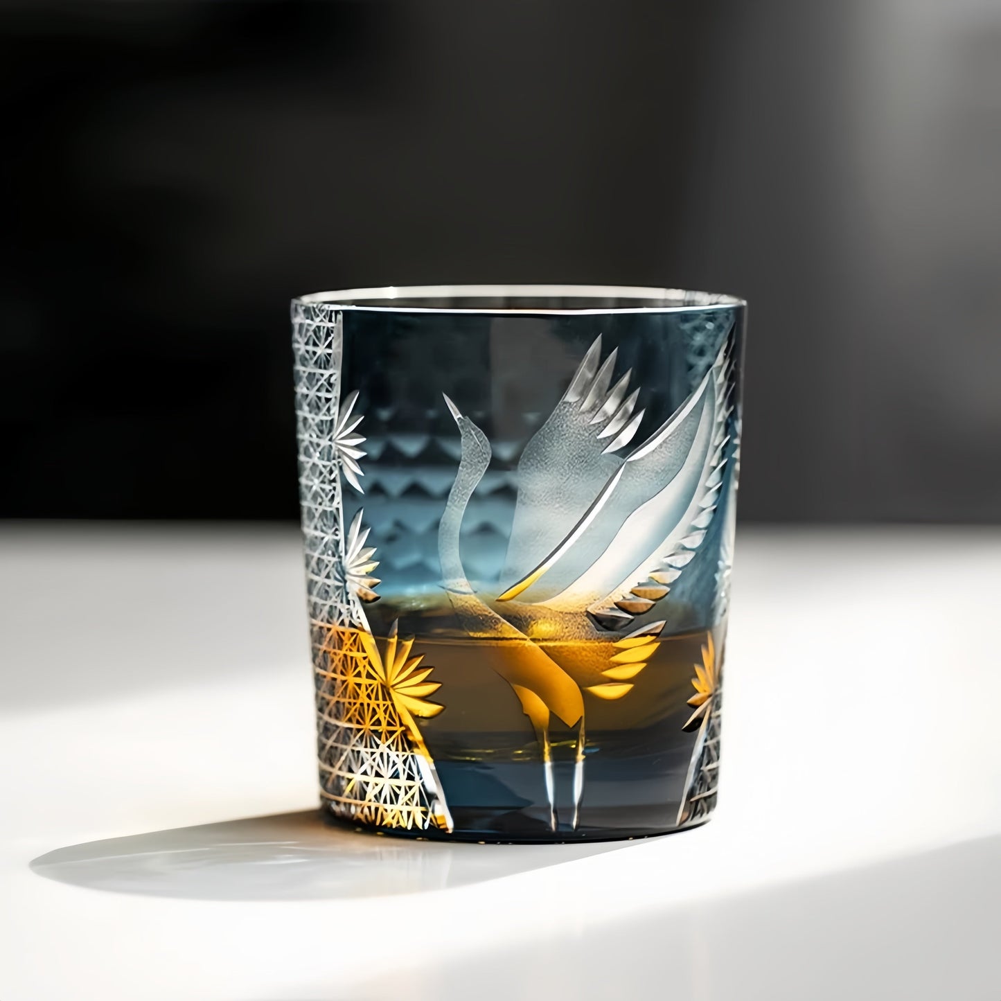 Whiskey Glass Soaring Crane – Edo Kiriko Handcrafted Crystal