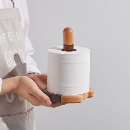 Wooden Paper Towel Holder – Cat Tail Shape Handcrafted