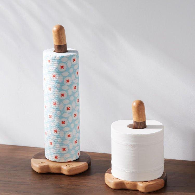 Wooden Paper Towel Holder – Cat Tail Shape Handcrafted