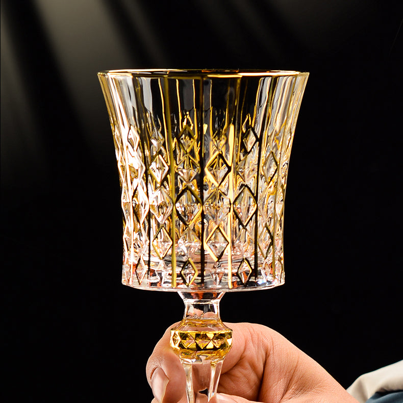 Crystal Wine Glasses Set Golden Vine with Decanter & Leather Case – Made in France | Cristal d'Arques