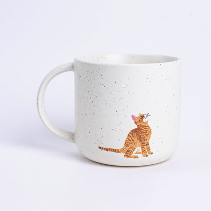 Ceramic Mug | Japanese Mino Ware Neko Cat Handcrafted Coffee Tea Cup