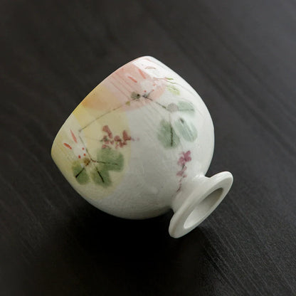 Sake Cups Set for 2 | Seto Ware Rabbit & Flower Couple Cups