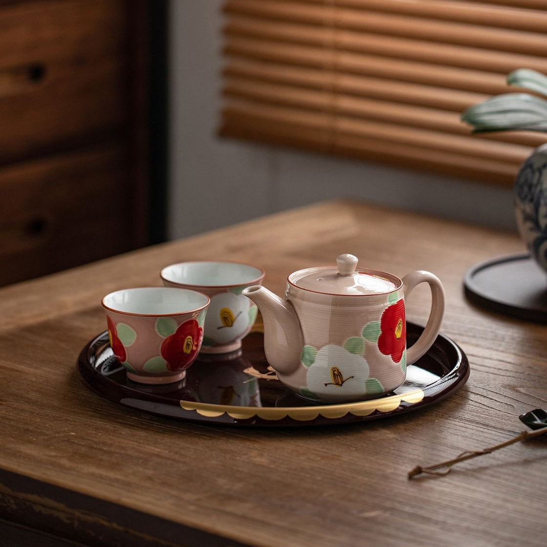 Tea Set Arita Ware Ceramic Hana Floral Hand-Painted Japanese Porcelain Teapot Teacup Gift Box Made in Japan
