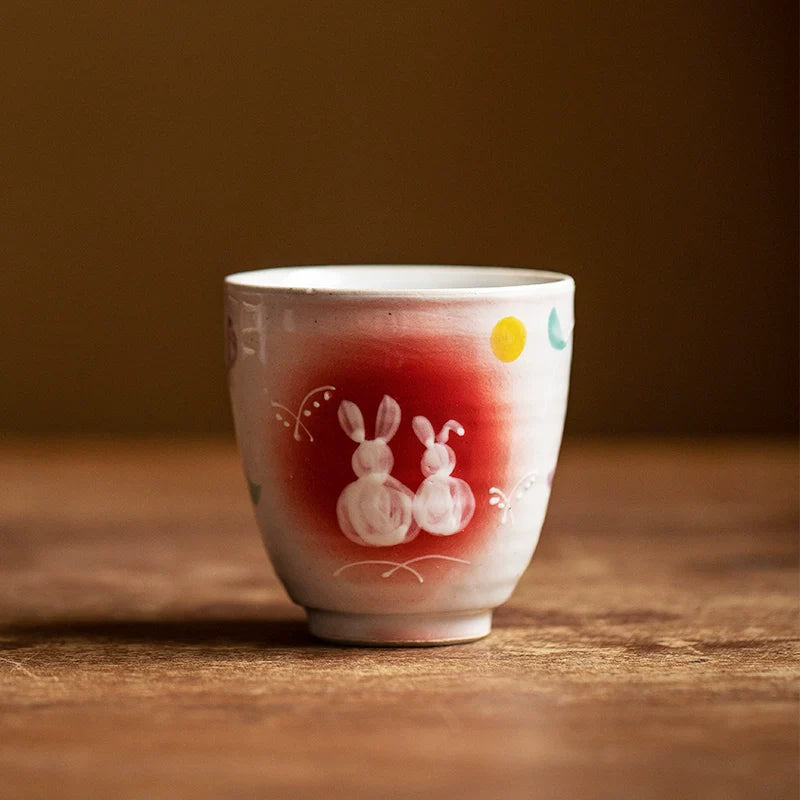 Japanese Ceramic Tea Cup Set – Mino Ware Rabbit Couple Mugs