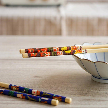 Bamboo Cooking Chopsticks Extended Bear Cartoon Anti-Slip Dual Set