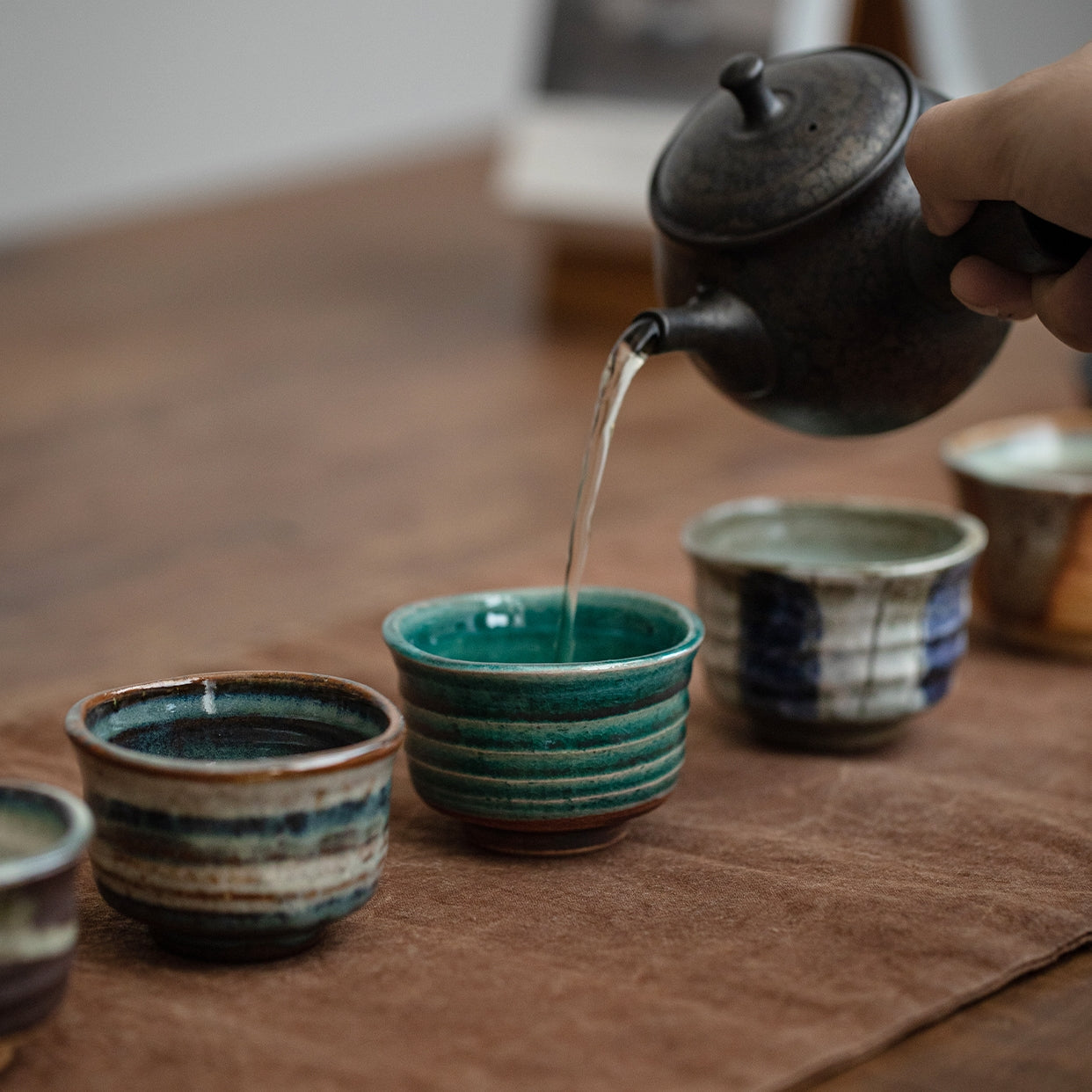 Japanese Tea Cup Set of 5 – Mino Ware Shunji Ceramic Hand-Painted