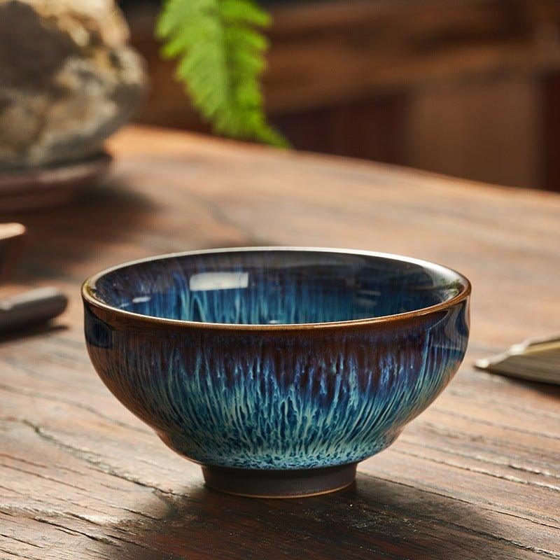 Blue Ceramic Tea Cup Japanese Gloss Glazed Short Tall Wide Styles