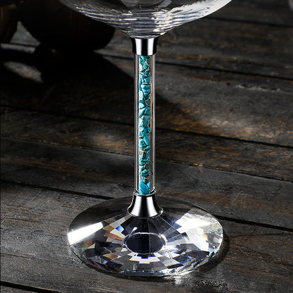 Red Wine Glasses Set Coral Turquoise Stem with Decanter & Stand – Elegant Crystal Glassware