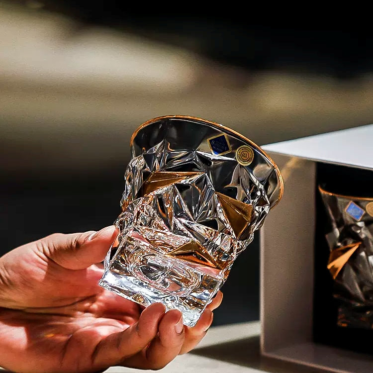 Bohemia Crystal Whisky Decanter Set | Gold-Accented Czech Glassware